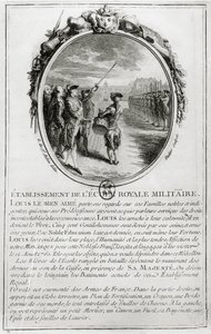 Louis XV Visiting the Ecole Militaire in Paris, 12nd August 1760, engraved by Antoine Duclos by Gabriel de Saint Aubin